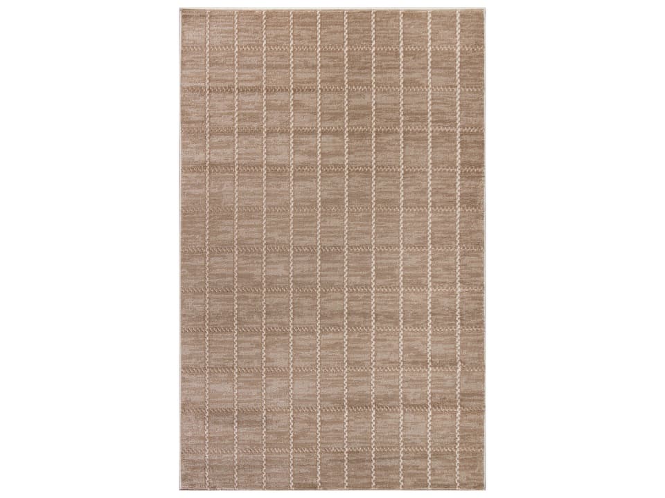 Serenity Home Mocha Ivory Geometric Area Rug