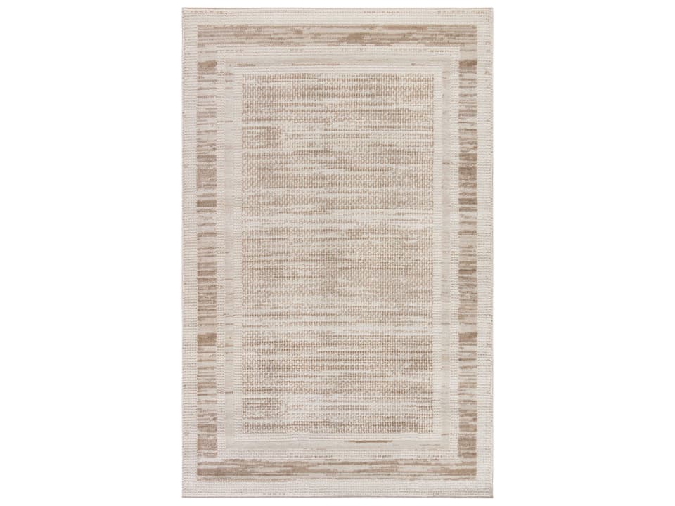 Serenity Home SRH07 Geometric Blend Runner Rug in Mocha Ivory