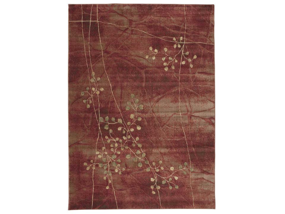 Somerset Flame Floral Power-Loomed Area Rug in Polyester Acrylic Blend