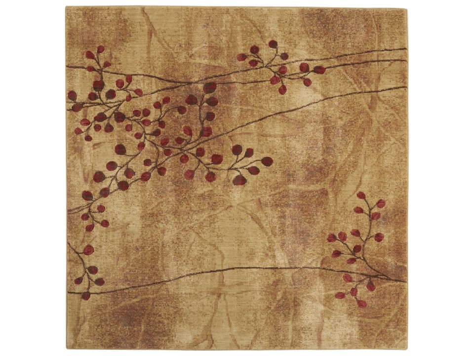 Somerset ST74 Latte Square Area Rug with Botanical Pattern