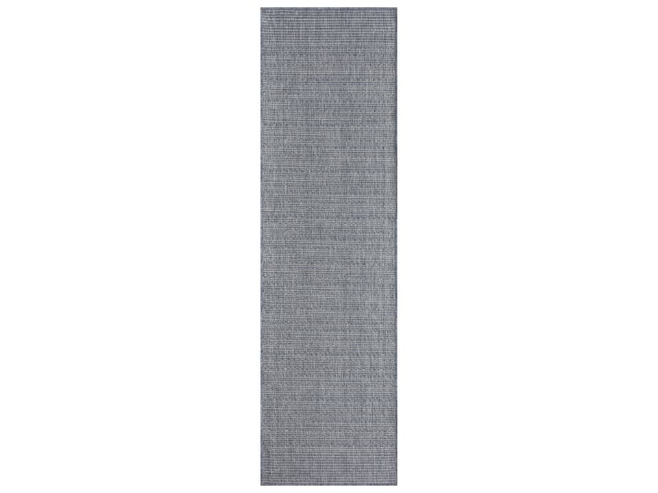 Tulum Flatweave Abstract Runner Area Rug in Denim Blue