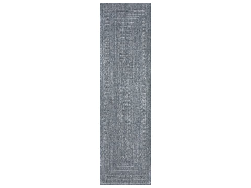 Tulum Flatweave Geometric Indoor Outdoor Area Rug in Denim
