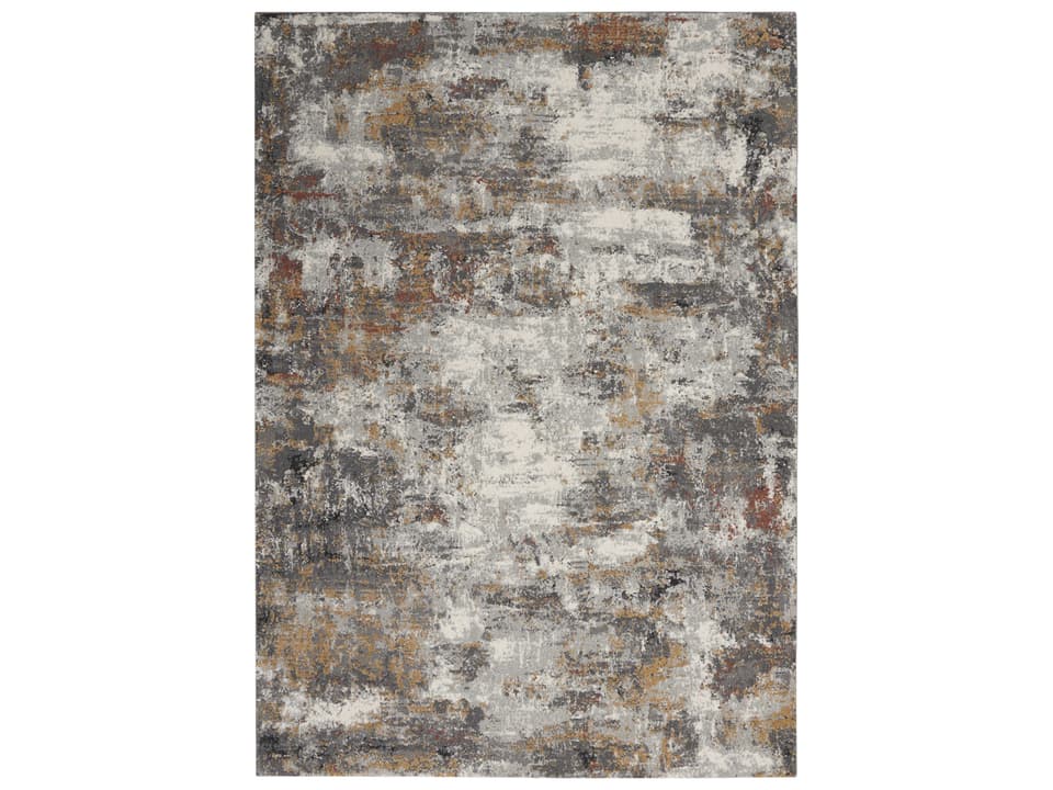 Tangra Abstract Rectangle Area Rug Grey and Multi