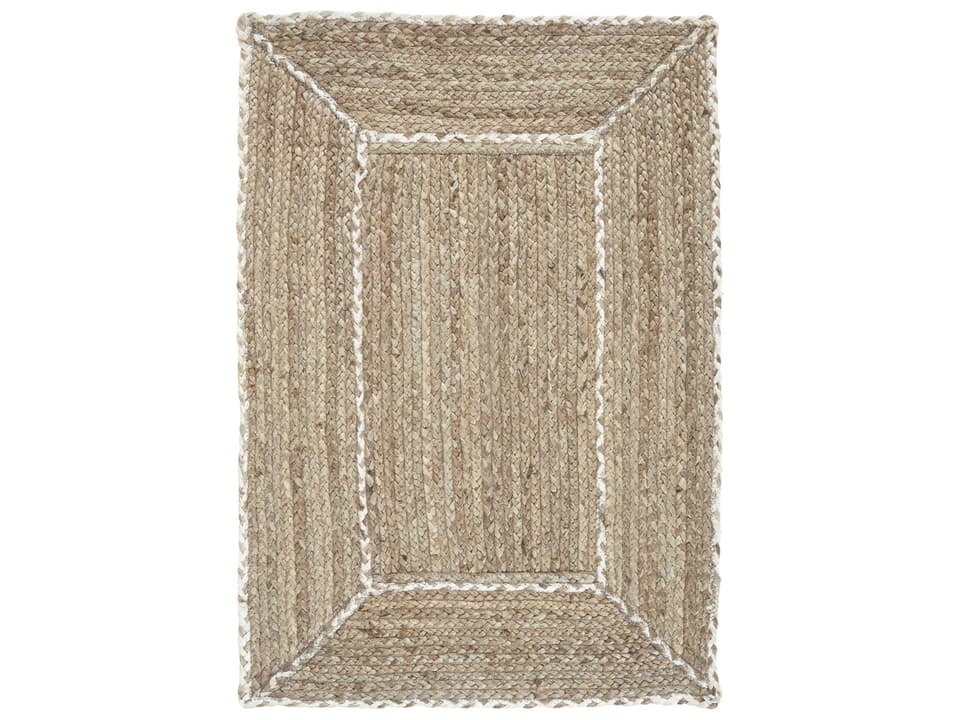 Terrazzo Jute Geometric Braided Flatweave Area Rug in Natural Grey