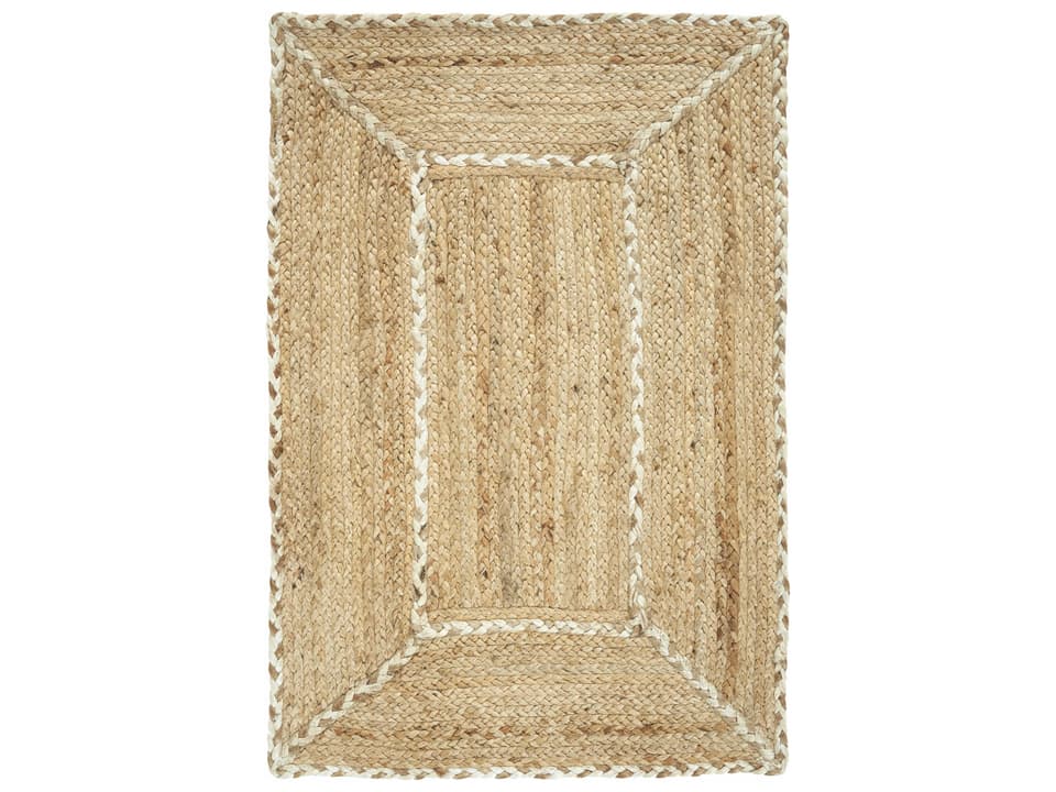 Terrazzo Jute Hand-Woven Braided Geometric Area Rug in Natural