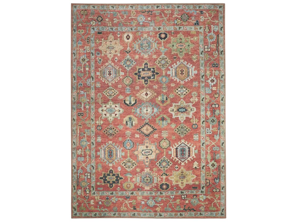 Vintage Washables Bordered Machine Washable Area Rug
