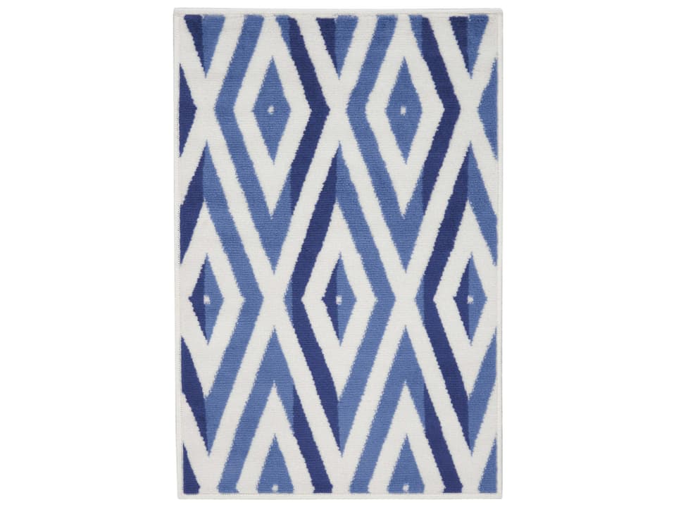 Whimsicle Concentric Diamond Area Rug in Ivory Blue