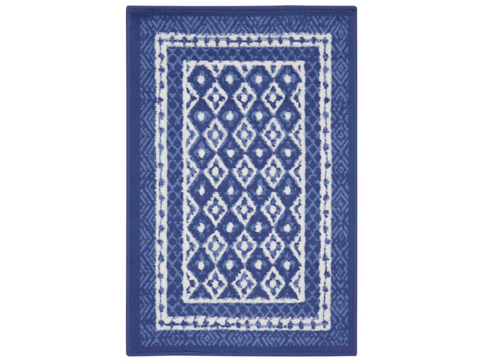 Whimsicle WHS13 Geometric Pattern Area Rug in Navy and Ivory