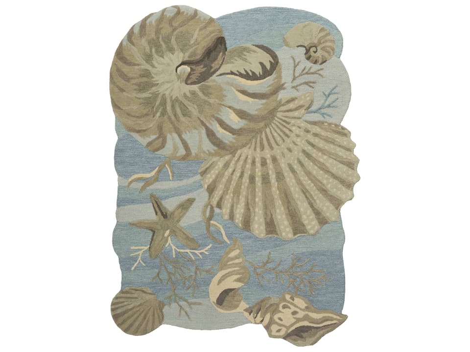 Waterside Hand-Tufted Wool Coastal Area Rug in Multi-Tone Blue