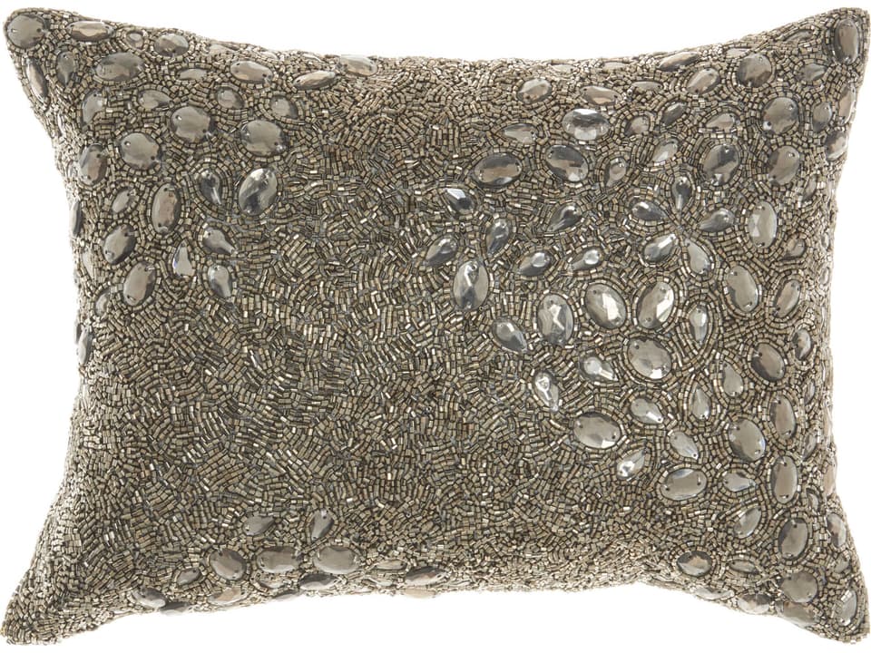 Luminescence Pewter Beaded Throw Pillow