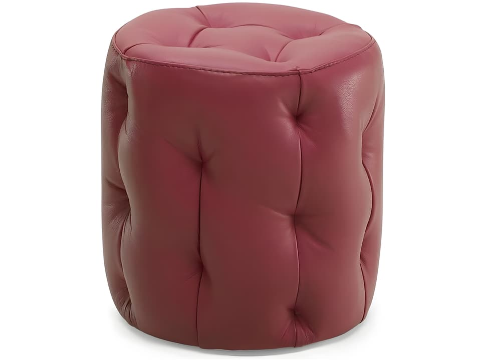 Gaia Round Ottoman in Upholstered Fabric or Leather