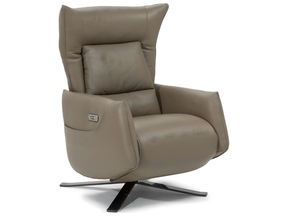 Batticuore Swivel Electric Recliner Chair in Top-Grain Leather