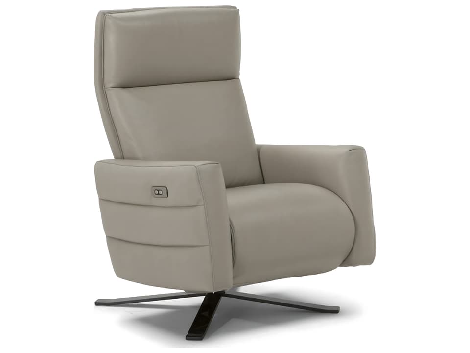 Istante Power Reclining Electric Swivel Accent Chair in Anthracite Metal and Tailored Upholstery