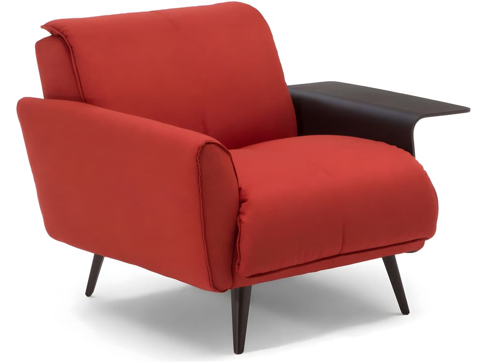 Talento Accent Chair in Upholstered Fabric or Top-Grain Leather with Metal Legs