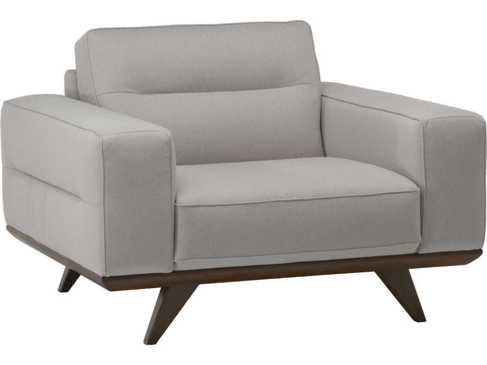 Adrenalina Customizable Accent Chair in Wood Base and Architectural Stitching