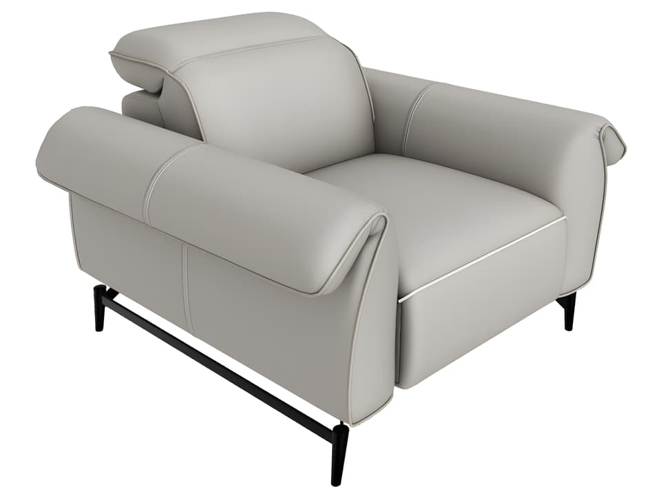 Leggiadro Power Reclining Armchair in Matte Black Metal and Wood with Power Headrest and USB