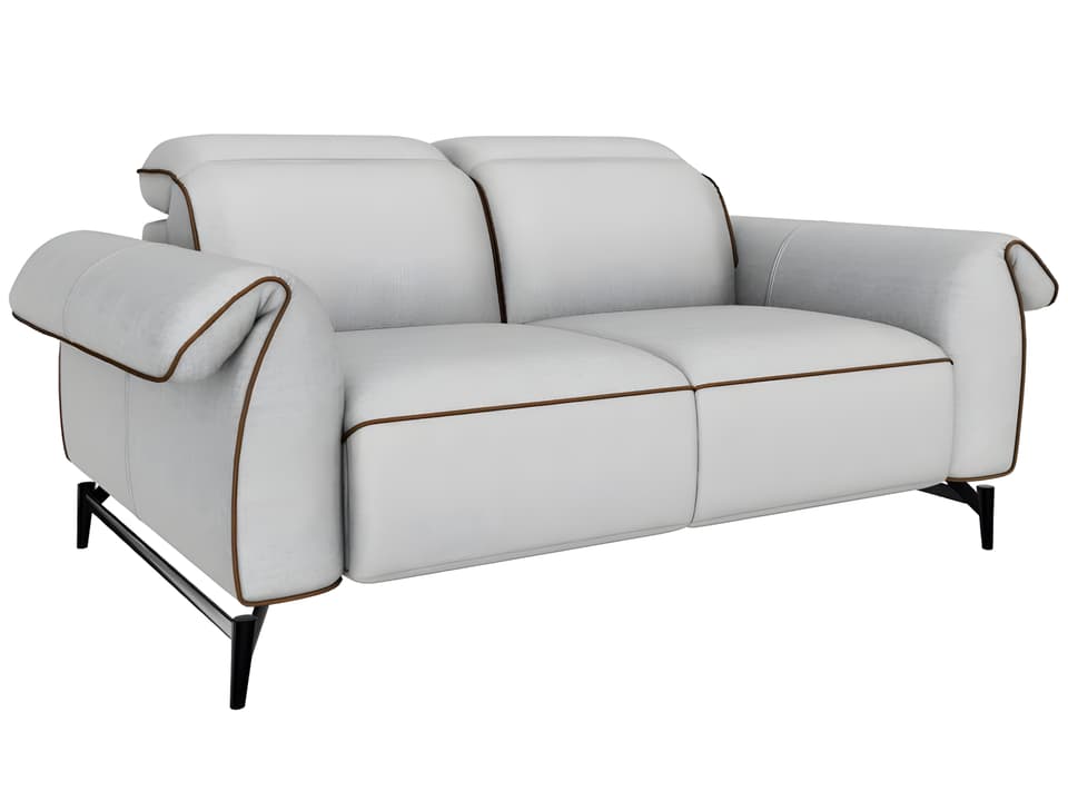 Leggiadro 2-Seat Power Reclining Loveseat with Wing Arms and Matte Black Bridge Legs