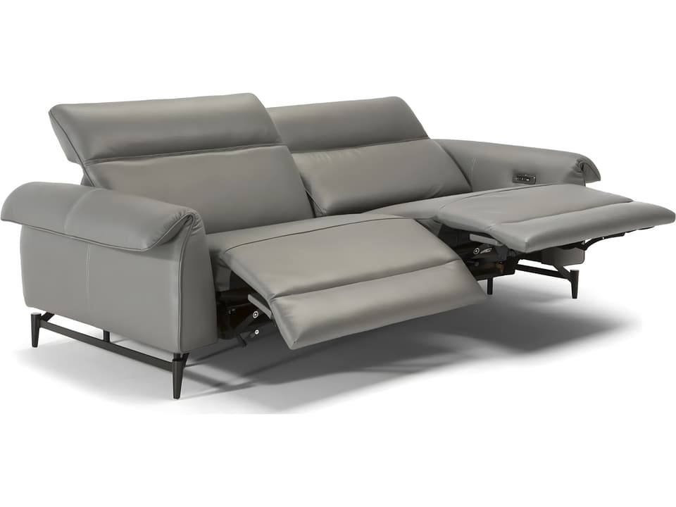 Leggiadro Power Reclining Loveseat in Matte Black Metal with USB Port