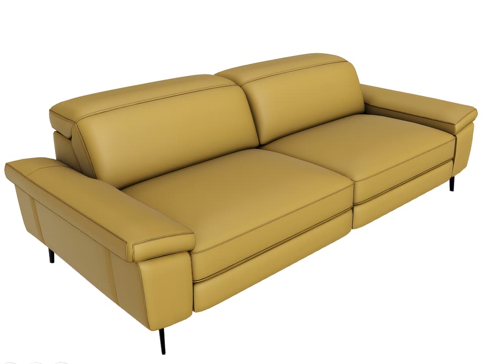 Coro Loveseat And A Half Double Power Recliner In Top Grain Leather With Metal Legs