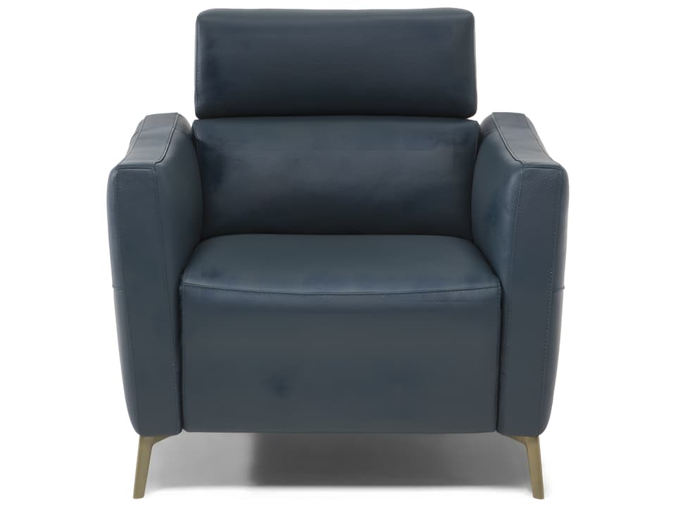 Seattle Double Reclining Accent Chair in Leather with Slim Metal Feet