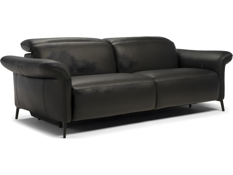 Venezia Power Reclining Sofa in Matt Black Metal with Zero Wall Recline