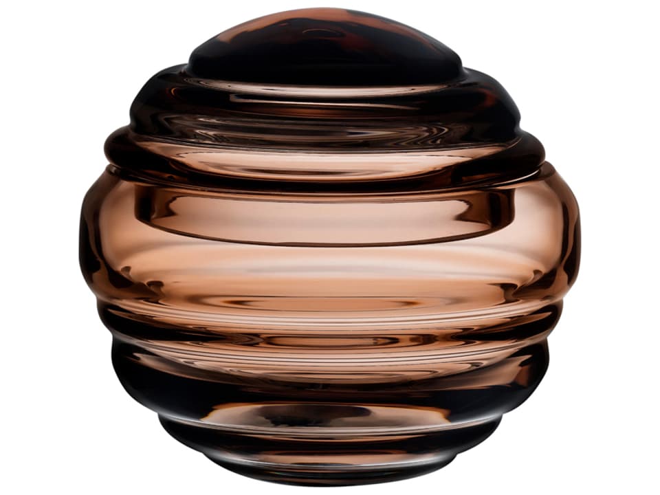 Nest Small Caramel Lead-Free Crystal Decorative Box with Lid and Modern Design
