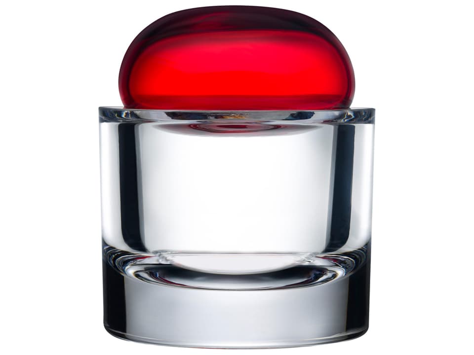 Ecrin Small Lidded Vessel Lead-Free Crystal in Red