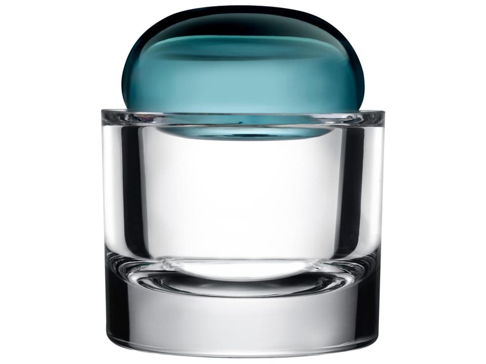 Glass Ecrin Small Lidded Crystal Vessel in Petroleum Green