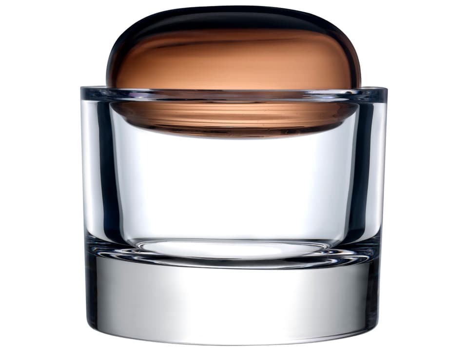 Ecrin Large Lidded Vessel in Caramel Lead-Free Crystal