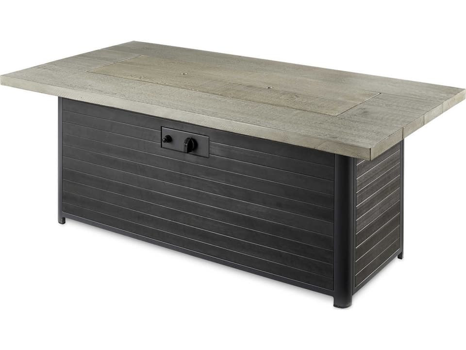 Cedar Ridge Rectangular Gas Fire Pit Table with Grey Wash Cedar Top