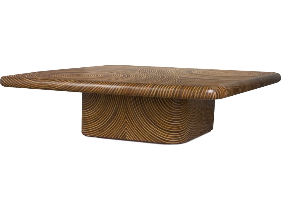 Showtime Square Coffee Table Inlaid Rattan Resin Top