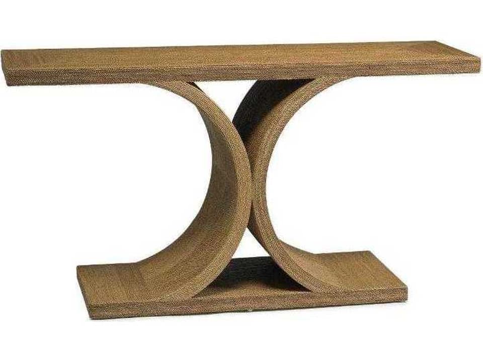 Rectangular Wood Lampakanai Rope Console Table