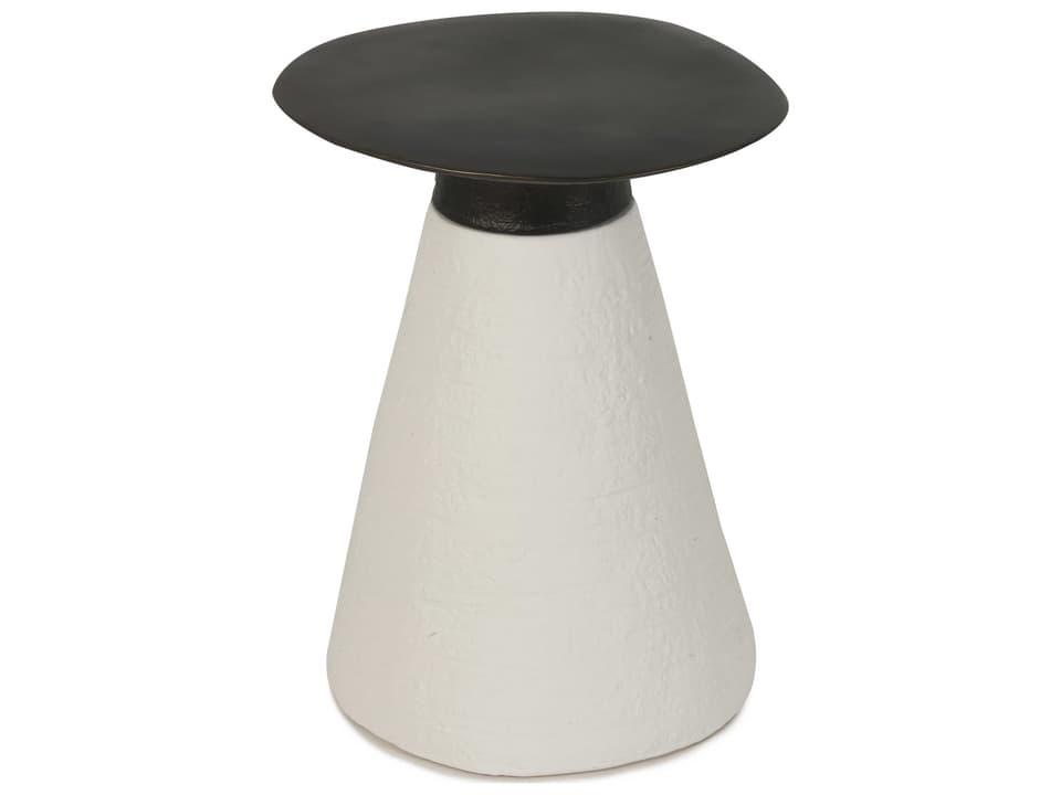 Conc Round Ceramic Bronze White End Table