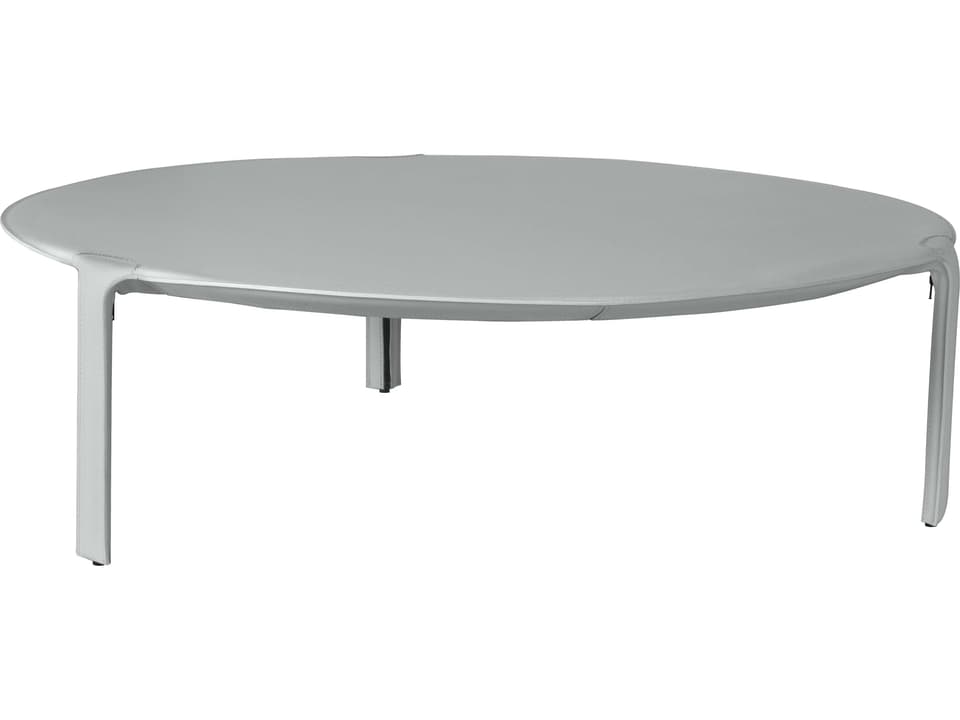 Libro Round Leather Light Grey Coffee Table