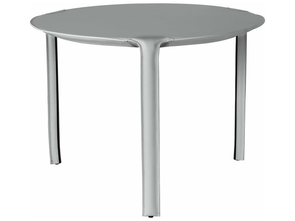Libro Round Leather Light Grey End Table