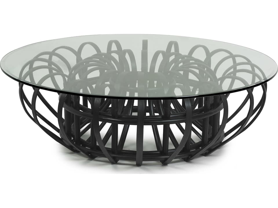 Aiden Round Glass Black Coffee Table