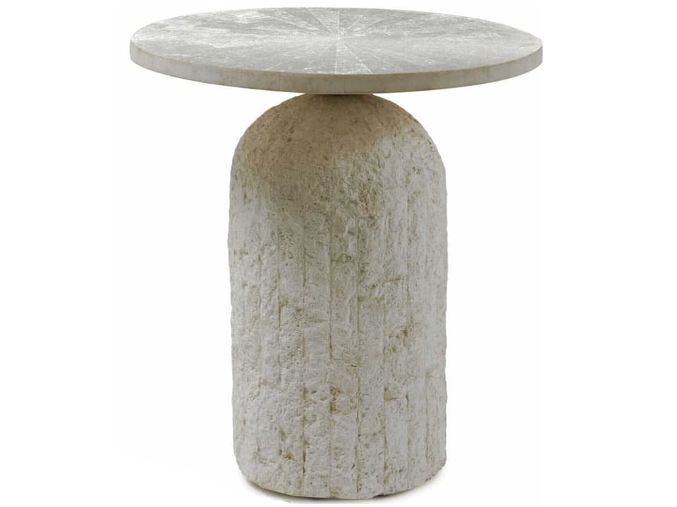 Acadia Round Stone Natural End Table
