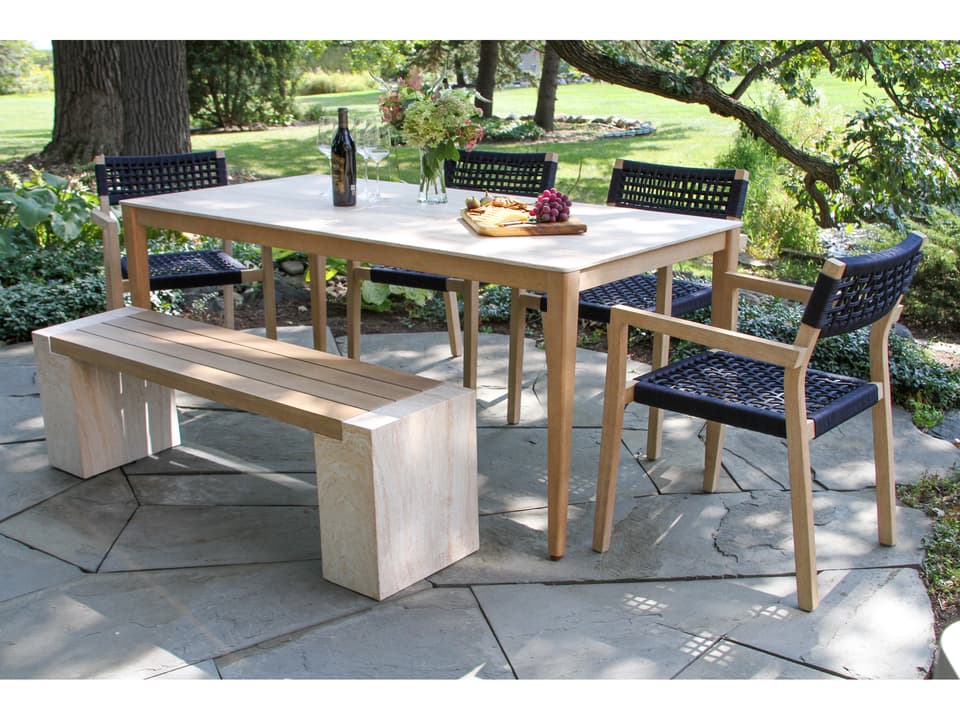 Antique Wash Wood Patio Dining Set