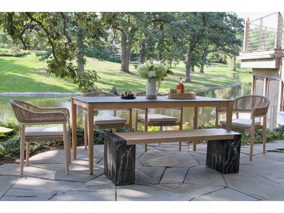 Antique Wash Wood Patio Dining Set