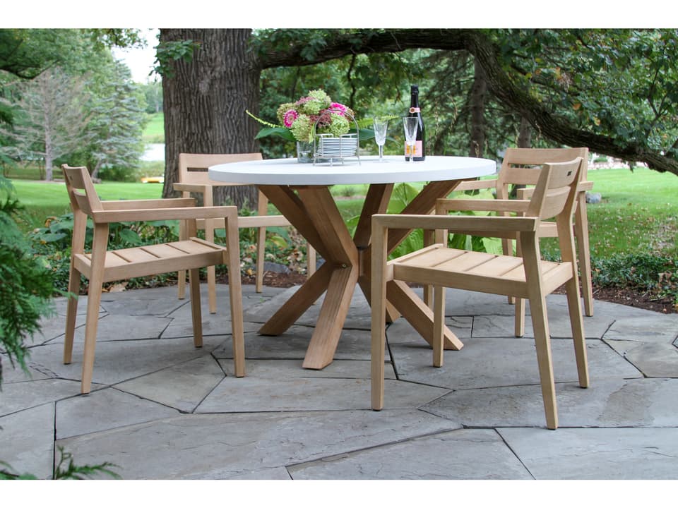 Antique Wash Wood Patio Dining Set