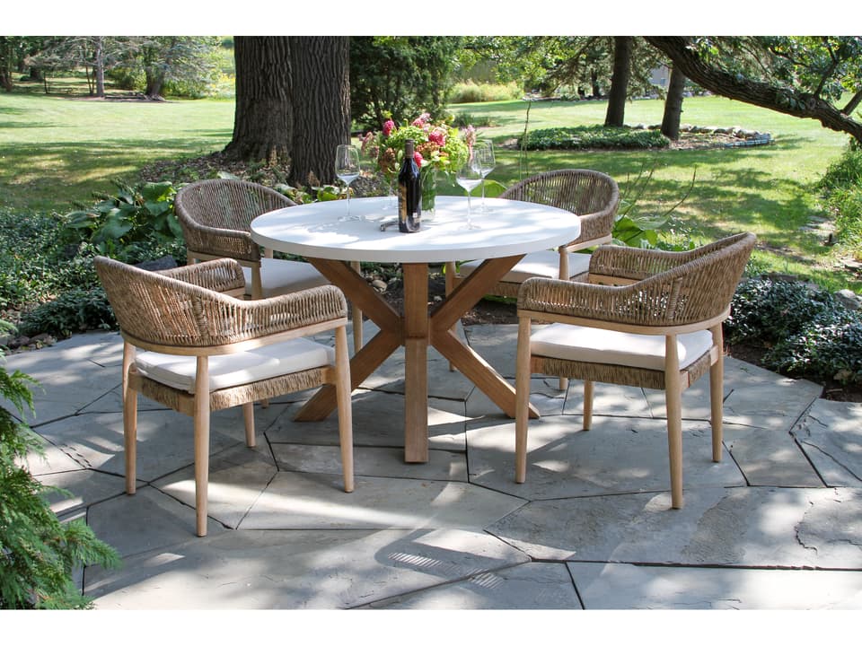 Antique Wash Wood Patio Dining Set
