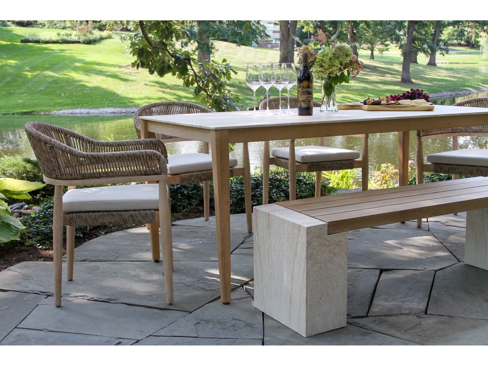 Antique Wash Wood Patio Dining Set