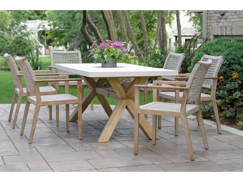 Antique Wash Wood Patio Dining Set
