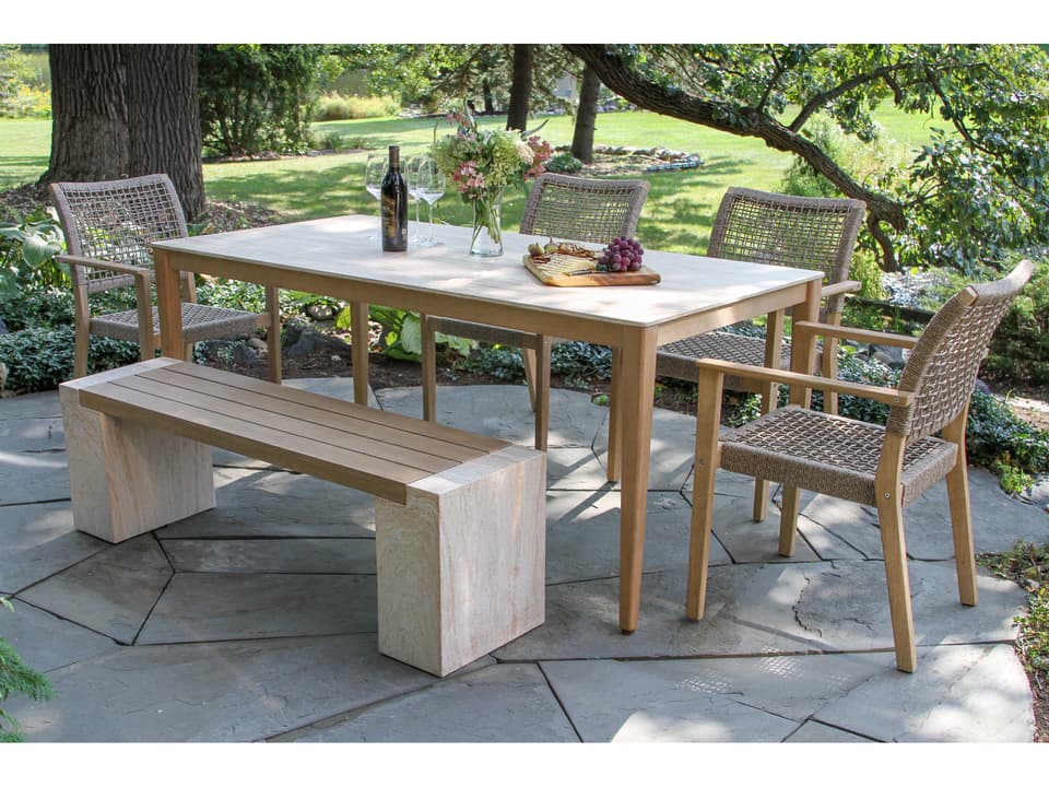 Antique Wash Wood Patio Dining Set