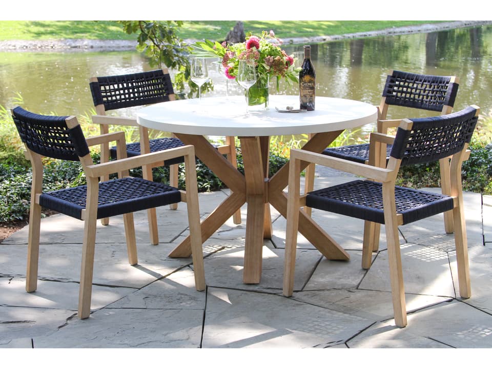 Antique Wash Wood Patio Dining Set
