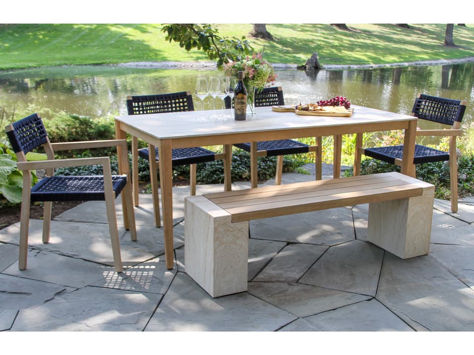 Antique Wash Wood Patio Dining Set