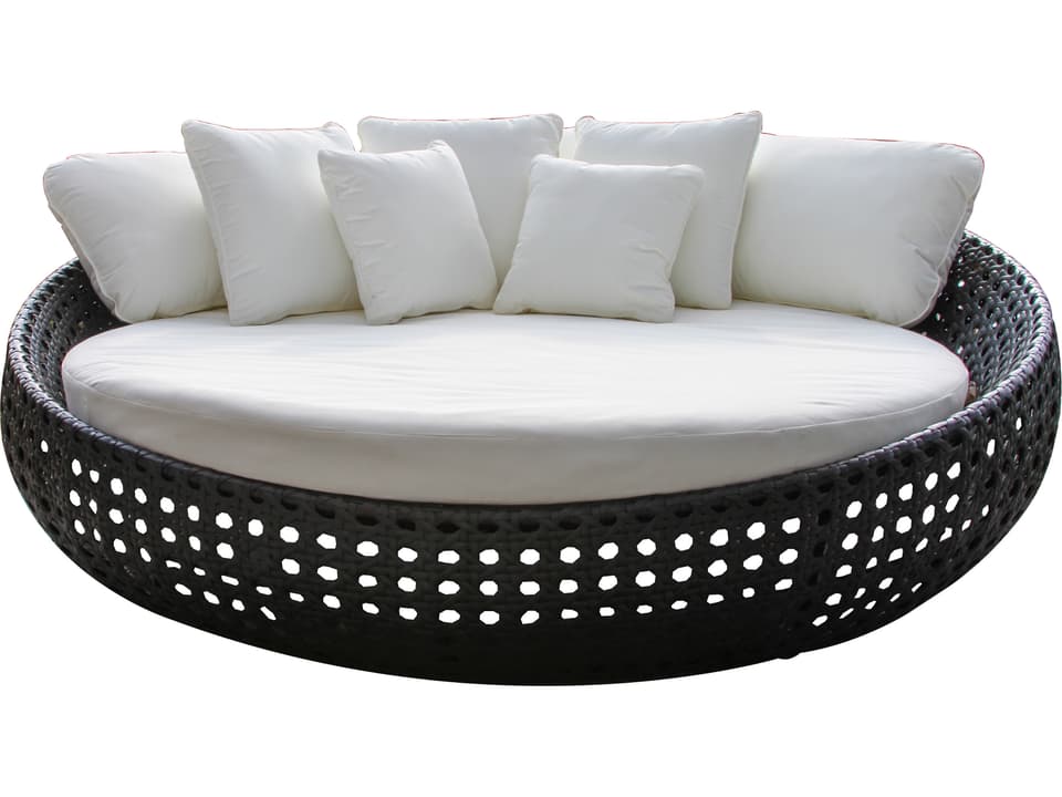 82.5-Inch Black Wicker Daybed with Sunbrella