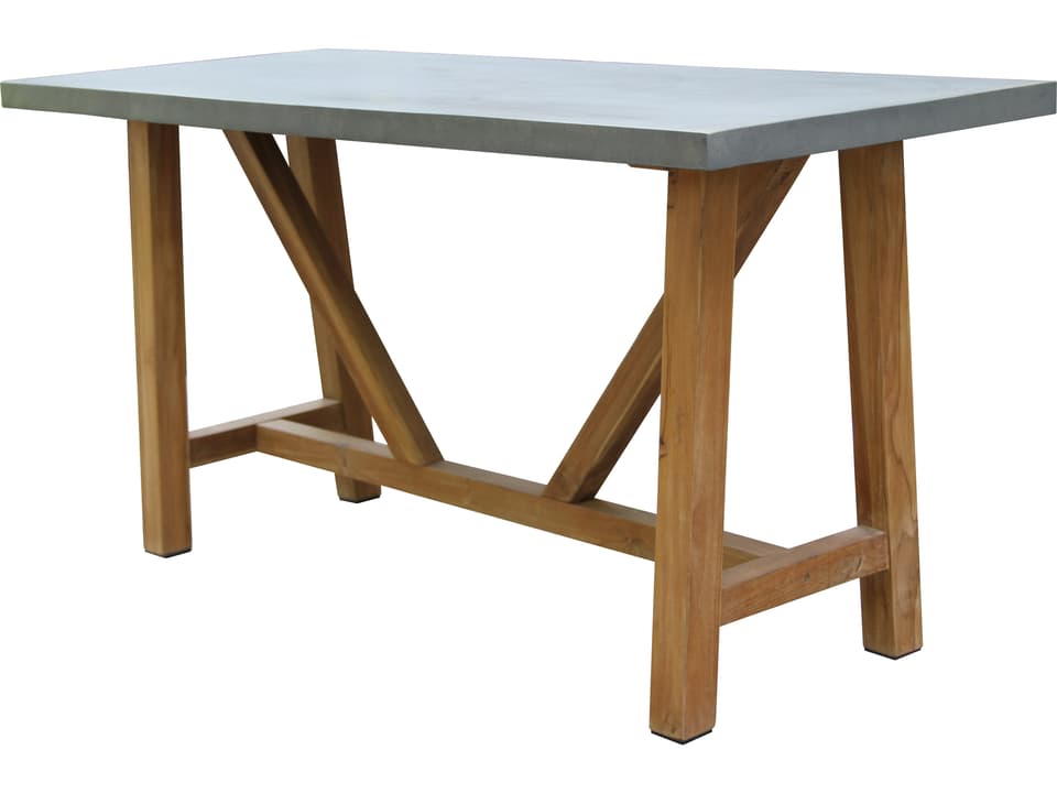 Teak and Grey Composite Counter Height Table