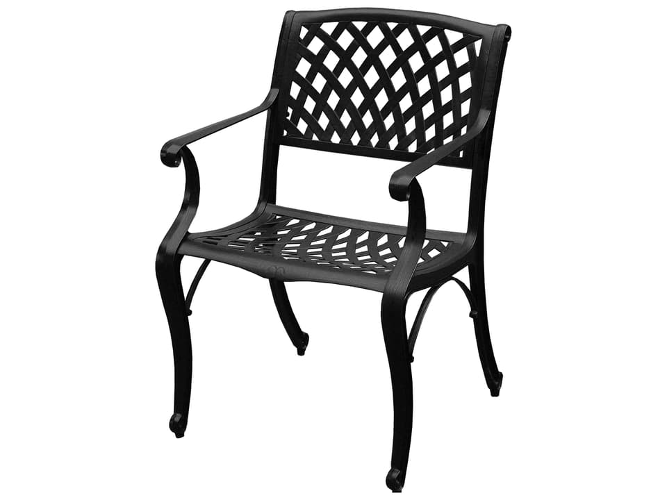 Modern Mesh Cast Aluminum Outdoor Dining Chair in Black