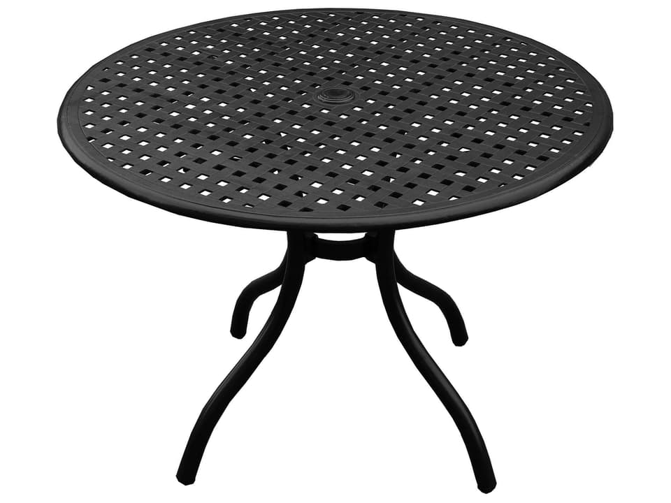 Modern 42-Inch Round Aluminum Dining Table in Black